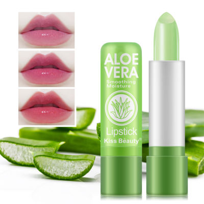 Aloe Vera Moisturizing Lip Balm ลิปสติกเปลี่ยนสีลิปสติกติดทนนาน Moisture Lips Care Oil เครื่องสำอางแต่งหน้า