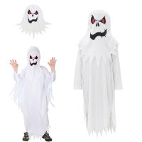 Boys Girls White Ghost Cosplay Costume for Halloween Child Performance Carnival Party Dress Up