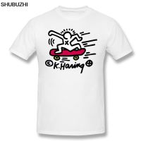 ใหม่เสื้อยืดแขนสั้นผ้าฝ้าย 100% พิมพ์ลาย Keith Haring Keith Haring Skate Pop Art แฟชั่นสําหรับผู้ชาย 05NO