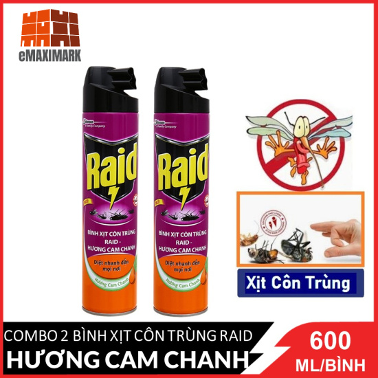 Hcmcombo 2 bình xịt côn trùng raid hương cam & chanh 600mlx2 - ảnh sản phẩm 1