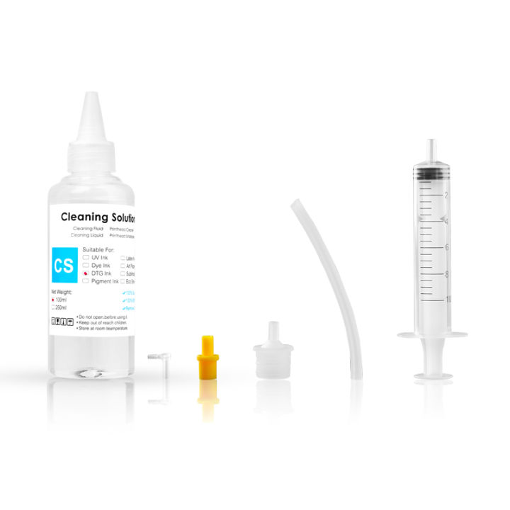 100มิลลิลิตร-dtg-ทำความสะอาดโซลูชั่นสิ่งทอหมึกเสื้อผ้าหมึกพิมพ์หัวทำความสะอาดของเหลวสูงสุดสถานีทำความสะอาดของเหลว-dtg-หมึกทำความสะอาด