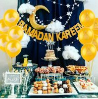 Ramadan Kareem Banner Balloons Eid Mubarak Decor Ramadan Decor Ramadan Mubarak Muslim Islamic Festival Party DIY Decorations Colanders Food Strainers