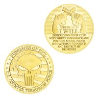 【CC】☸  Gold Punisher Coin US Coanter-terrorism Force Souvenir Collectibles Plated Commemorative