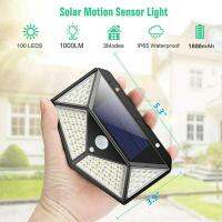 ไฟสนามหญ้ากลางแจ้ง Solar Light [100 LED/3 โหมดการทำงาน], Solar Security Light Motion Sensor ไฟไร้สาย IP65