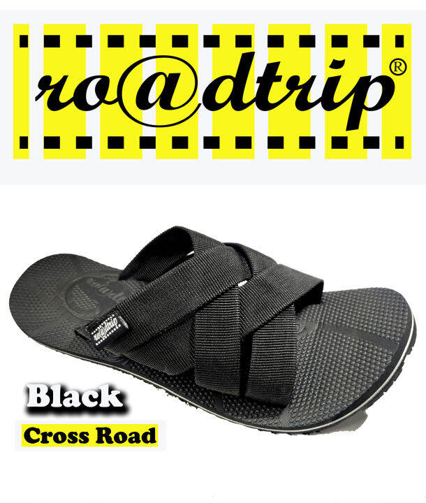 Roadtrip Cross Road Black Mens Rubber sole sandals made in Marikina 