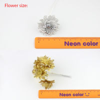 【cw】HUADODO 6pcs Golden Silver Glitter Artificial silk flower bouquet for Wedding Decoration Scrapbook DIY handcarft Fake flowers 【hot】