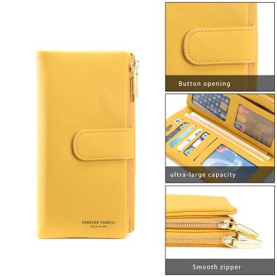 Womens Handbag Medium Length Wallet Multi Card Holders Zipper PU Mobile Phone Small Bag Purse Case Solid Color Fashion Wallets