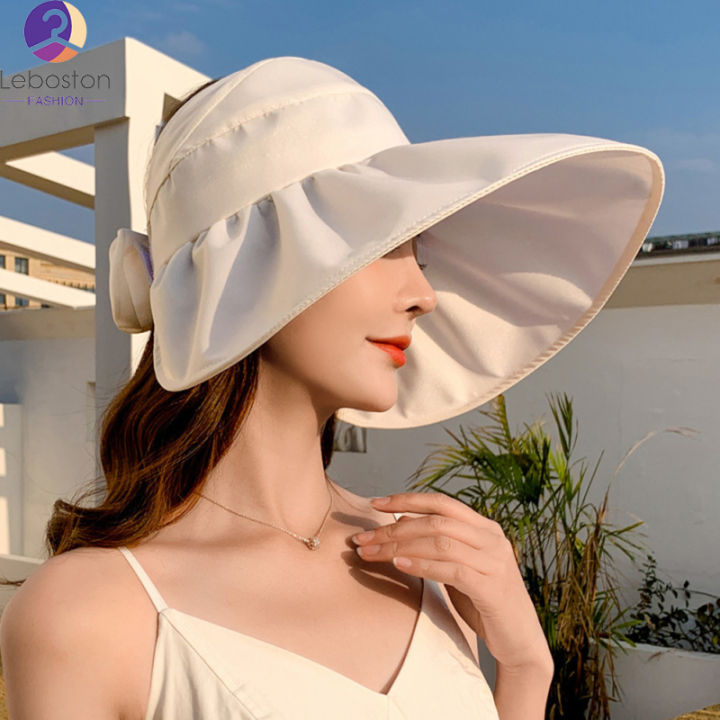 leboston-หมวก-ผู้หญิงอาทิตย์หมวกปรับพับปีกใหญ่บังแดดหมวกปกใบหน้าป้องกันรังสียูวี-sunhat