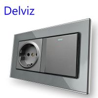 คุณภาพสูง Delviz เต้าเสียบไฟติดผนัง AC 110V ~ 250V 1 Gang 2Way/1WAY ปุ่มกดเปิด-ปิดคริสตัลหน้าจอโทรศัพท์มาตรฐานอียูสวิตช์ไฟ16A T197 Lcz39