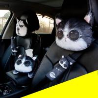 Car Pillows Headrest Neck Cushion Auto Supplies Car Shoulder Pad Accessories Cervical Cushion Woman Travel 3D Animal Soft Pillow Seat Cushions