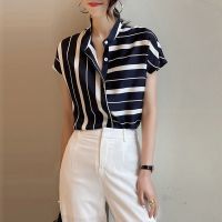 COD dhdfxcz Shirts Chiffon Top Womens Summer New Irregular Shirt Female Short Sleeve Temperament Blouse