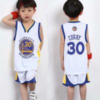 Kid NBA Basketball Jersey No.30 Curry Team Golden State Warriors Jersey Sportwear Tops+ Shorts 3XS-2XL