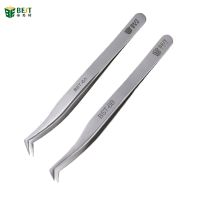 Anti-static Eyelash Extension Tweezers Stainless Steel Electroplating Forceps Pliers Curved Tips for Nail Art Gem Decor Picking