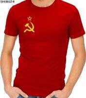 เสื้อยืด CCCP เสื้อยืดธงชาติโซเวียตค้อนและเคียวคอมมิวนิสต์ USSR Sbz211ที