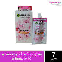 (ยกกล่อง 6 ซอง) Garnier การ์นิเย่ซากุระ โกลว์ ไฮยาลูรอน เซรั่มครีม spf30