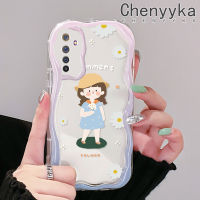 เคส Chenyyyka สำหรับ Realme 6 Pro 6S Narzo เคสในฤดูร้อนที่น่ารักการ์ตูนเด็กผู้หญิงตัวเล็กขอบโค้งเคสใสเนื้อครีมฝาครอบป้องกันเคสมือถือ