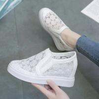 Lace Women Shoes 2021 Spring Summer Wedges Shoes for Women Black White Breathable Lace Flower Sneakers Women Loafers White