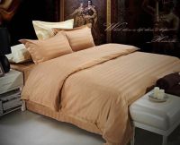 CKBEDROOM  090012 ชุดผ้าปูที่นอน สีน้ำตาลอ่อน ลวดลายริ้ว 6/5/3.5 ฟุต 5 ชิ้น พร้อมผ้านวมหนา 6 ฟุต วินเทจ ฟรี แถม พรมเช็ดเท้า ตัวหนอน