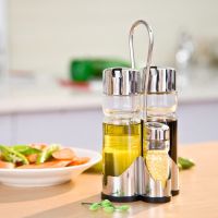 hotx【DT】 1set Glass Vinegar Pepper Set Dispenser Shaker Cruet Spice Bottle Cap