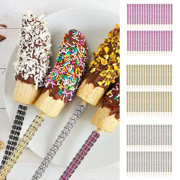 12Pcs Bling Candy Apple Bamboo Sticks Caramel Apple Wooden Pointed