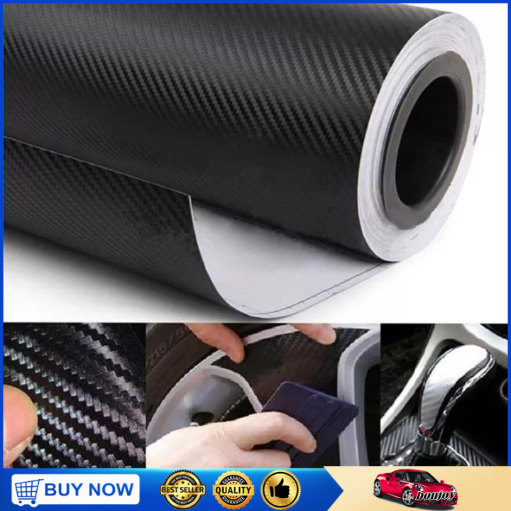 3D Matte Black Carbon Fiber Vinyl Wrap Sticker Waterproof Car Decal Film  Air Release for Armrest Dashboard Car Exterior Parts