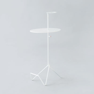 modernform (สินค้าสั่งผลิต) โต๊ะข้างอเนกประสงค์รางวัลระดับโลก รุ่น many พร้อมที่วางแก้ว ท็อปหินเทียมสีขาว/ขาขาว