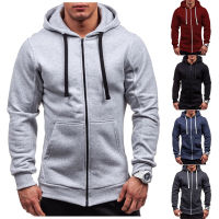 High quality jacket men fashion casual windbreaker jacket color zipper pullover long sleeve hooded sweatshirt tops blouse