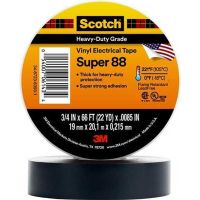 [HOT YONTTSAN HOT] 3M ไวนิลเทปไฟฟ้า Super 88 Heavy-Duty เกรดฉนวนกันความร้อนไฟฟ้าลวดเทปกาว19มม. X 20.1ม./ม้วนสีดำ