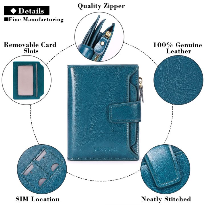 sendefn-casual-women-genuine-leather-wallet-rfid-blocking-short-multi-function-large-capacity-zipper-coin-purse-money-clip-5191