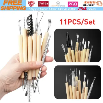 11pcs Wood Clay Sculpting Kit Sculpt Smoothing Wax Carving Pottery Ceramic  Tools