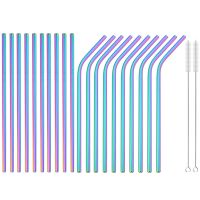 304 Stainless Steel Drinking Straw High Quality 20pcs Straw Set Eco-friendly Reusable Metal Straws Set Party Juice Bar Accessory