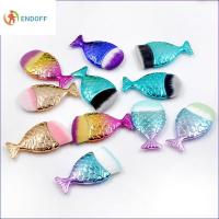 ENDOFF 3Pcs/Set รูปร่างนางเงือก แปรงแต่งหน้าทรงนางเงือก สีสันสดใส หางปลาหางยาว แปรงรองพื้นชนิดน้ำ มืออาชีพอย่างมืออาชีพ หัวแบนมุมกลม แปรงปัดแก้มทาแป้ง คอสเมติก