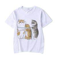 2022 Tshirt Cat Playing Guitar And Figure Measurement Print Loose Beauty