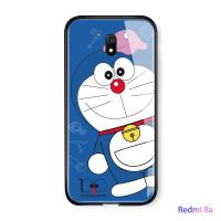 UCUCเคสมือถือ เคสโทรศัพท์ เคสXiaomi Redmi 8Aเคสโทรศัพท์แก้วหรูหราน่ารักแมวการ์ตูนเด็กผู้หญิงโดราเอมอนแมวกรณีเคลือบเงากระจกป้องกันมือถือกลับเคสห่อหุ้มเคสโทรศัพท์