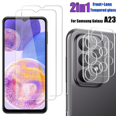 2in1 4pcs Set Tempered Glass Screen Protectorsfor Samsung Galaxy A23 Front and Camera Lens Protector Anti Scrach Protective Film