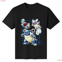 BayLine Pokémon Joint Pikachu Picchu Jenny Turtle แฟชั่นและความเท่ เสื้อยืดลายอนิเมะสไตล์