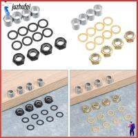 JUZHUFEI 16pcs ใหม่ กลางแจ้ง ทองดำ ชุด วงแหวนความเร็ว ฮาร์ดแวร์รถบรรทุกสเก็ตบอร์ด Spacers Axle Nuts อะไหล่สเก็ตบอร์ด Longboard