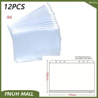 12x Clear PVC A5 A6 Binder Pockets Zipper Folders For 6-Ring Notebook Binder