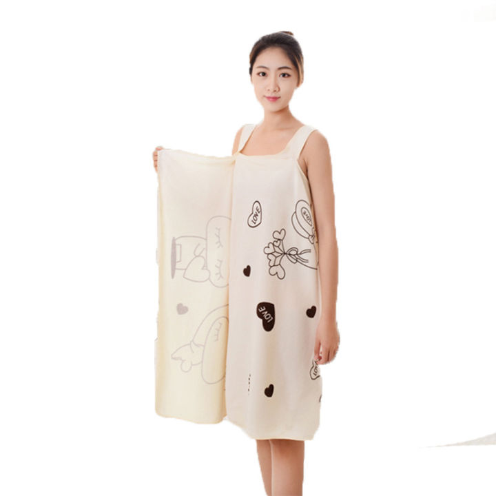 การ์ตูนพิมพ์-wearable-halter-ผ้าขนหนูอาบน้ำไมโครไฟเบอร์ผู้หญิงกระโปรงอาบน้ำร้านเสริมสวยผ้าขนหนูเหงื่อ-pbf4