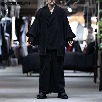 (Western Style)  INCERUNญี่ปุ่นบุรุษกิโมโนผ้าฝ้ายสำหรับเด็กคาร์ดิแกนแจ็คเก็ตยูกาตะเสื้อเสื้อยืดท็อปส์สีดำ