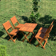 Bộ bàn ghế café mini xếp gọn ngoài trời Timor gỗ keo, tùy chọn số ghế