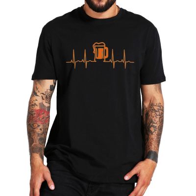 Orange Beer Mug Heatbeat T Shirt Geek Style Classic Homme Camiseta 100 Cotton Tee Shirts For Beer Lovers 100% Cotton