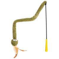 Wand Toy with Feathers Snake Wand Toys for Cat Long Extended Teaser Stick Cat Toys Interactive Plush Snake Toy for Cat Kitten nearby