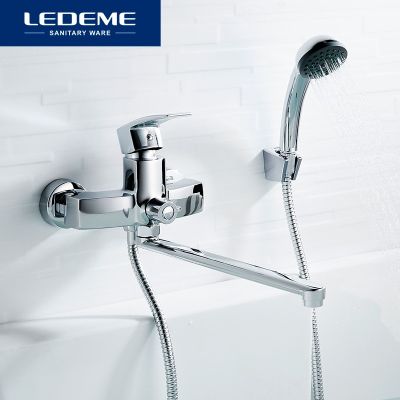 (2023 F073918680) LEDEME ก๊อกน้ำอ่างอาบน้ำแตะเครื่องผสมติดผนังที่จับโครเมียมเดี่ยวชุดฝักบัว L2243แตะห้องน้ำ