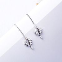 Aestethic Elegant Teen Hypoallergenic Fresh Simple Crystal Long Tassel 925 Sterling Silver Fashion Female Dangle Earrings SEA477