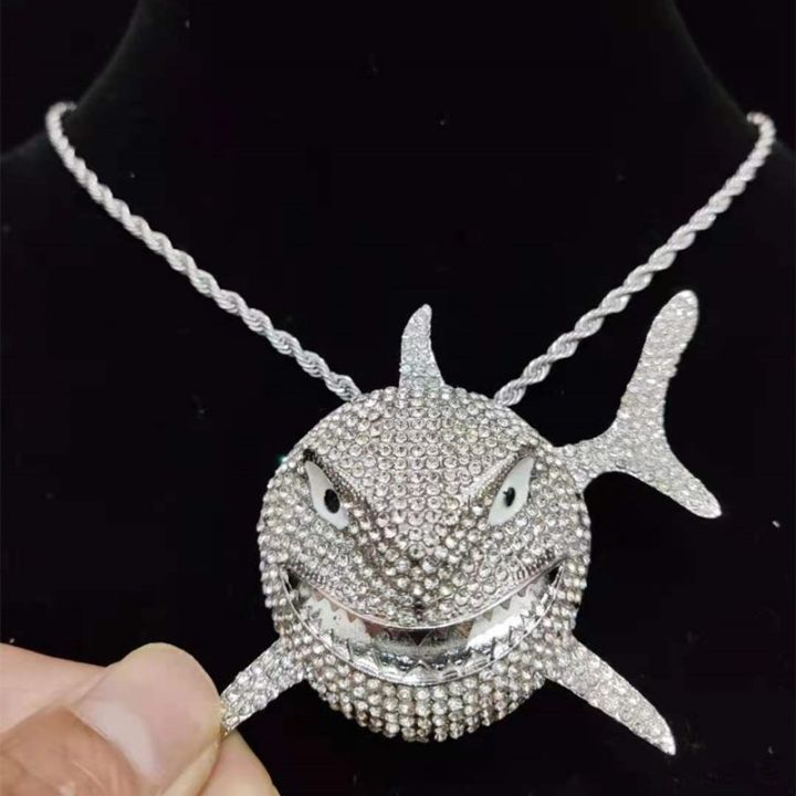 men-women-hip-hop-iced-out-bling-big-size-shark-pendant-necklace-13mm-crystal-cuban-chain-hiphop-necklaces-fashion-charm-jewelry