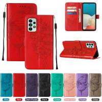 Galaxy A53 5G Case, WindCase Butterfly PU Leather Flip Wallet Card Slots with Hand Strap, Stand Cover for Samsung Galaxy A53 5G