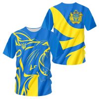 Ukraine Mens T-Shirts Ukrainian Flag Shirt 3D Printed O-Neck Oversized Short Sleeves Jersey Fashion Mens Clothing Streetwear