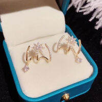 Shop 《 DTOU Fashion 》2022 Baru Bertatahkan Zirkon Anting-Anting Bunga Emas Wanita Unik Reka Bentuk Personal Fesanting-Anting Perkahwini Jadi