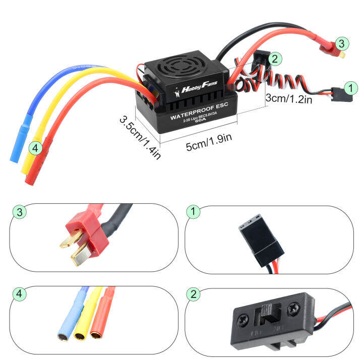 อัพเกรดกันน้ำ3650-4300kv-3900kv-brushless-motor-3-175มม-เพลา60a-esc-ชุด-combo-และการเขียนโปรแกรมการ์ดสำหรับ1-10-rc-รถ